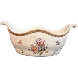 Vintage Mottahedeh Fine Porcelain Floral Designed Bowl w/Handles ~ Italy